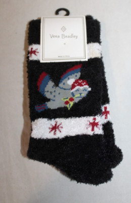 Vera Bradley Cozy Socks Holiday OWL Owls BLUE NWT SEALED Fuzzy RARE!-image