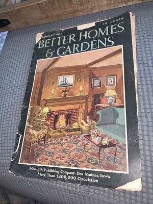 Vintage Better Homes and Gardens Magazine FRBRUARY 1932 Fireplace Cover-image