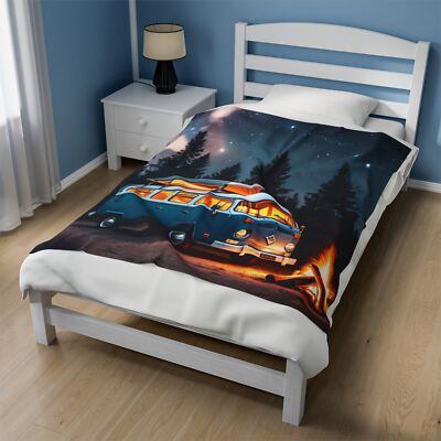Cozy Campfire Velveteen Plush Blanket, Warm, Soft Plush Blanket-image