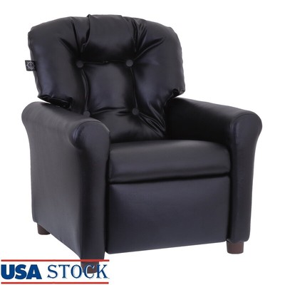 Kids Recliner Chair Toddlers Ages 1-5 Reclining Armchair Safe Cozy Comfort Black-image