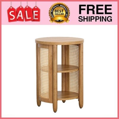 Better Homes & Gardens 434752 Springwood Caning Side Table, Light Honey Finish-image