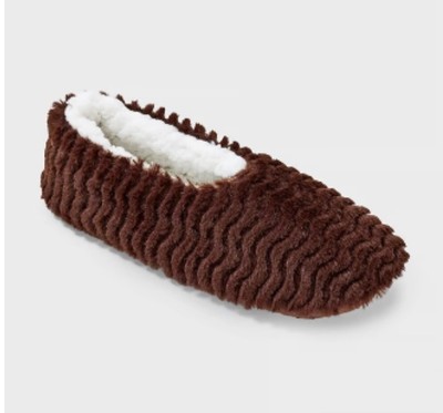 Auden Brown Faux Fur Slipper Socks Womens Size M/L 8-10 Soft Cozy-image