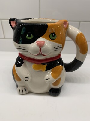 Pier 1 Imports Calico Cat Coffee Mug Tea Cup Peek A Boo Surprise Mouse Inside-image