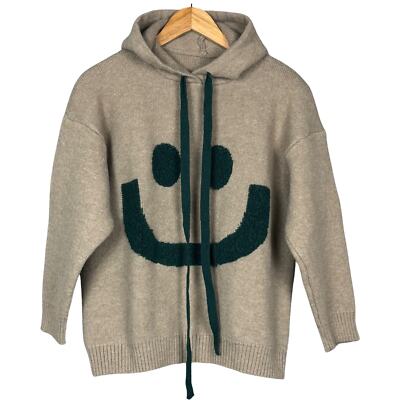 Womens Sweater Hoodie Happy Thick Knit Trendy Pullover Sweatshirt Beige Cozy-image