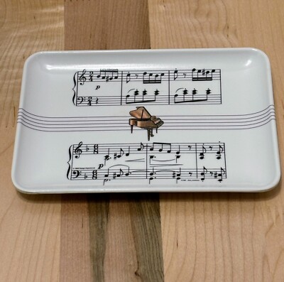 Vintage Paul Giannini Melamine Piano Music Notes Trinket Tray Made In Italy-image