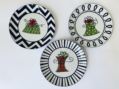 Set of 3 Pier 1 Imports ASSORTED Appetizer Plates Christmas Gifts 7.5