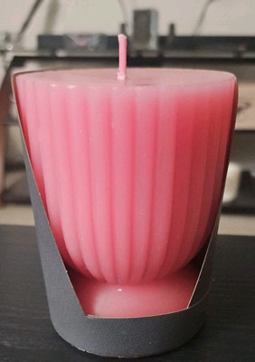 Better Homes & Gardens Unscented Ribbed Pillar Candle 3x4 Pink NIB-image