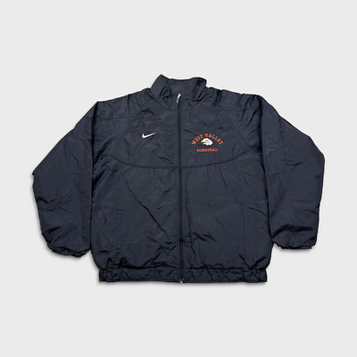 Vintage 90s Nike Jacket Mens 2XL Black Swoosh West Valley Basketball Windbreaker-image