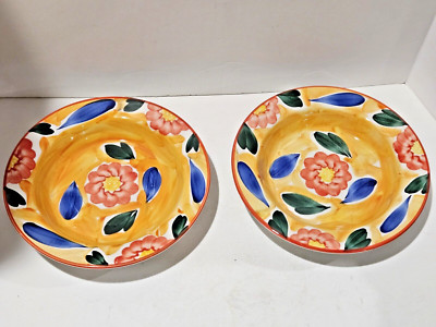 Pier 1 Imports~Ceramic ~ Set of 2 ~ Rim Soup Bowls ~ 9