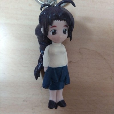 Mutsumi Love Hina Figure Keychain - White Top & Blue Skirt Design-image