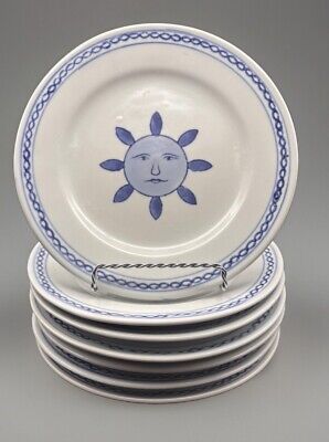 PIER 1 Set of 7 Chinoiserie Very Unusual Sun Flower Lunch or Salad Plates 8” EUC-image