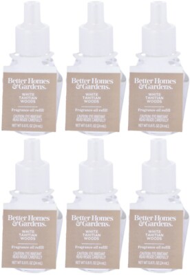 6 Better Homes & Gardens WHITE TAHITIAN WOODS Fragrance Oil Refill Bulbs-image