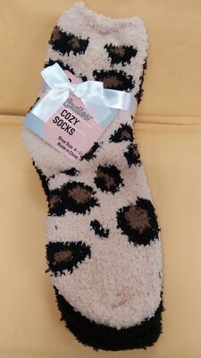 Ladies Cozy Socks Tan/Brown/Black Dot/Solid Black Shoe Size 4-11 - 2 pair-image