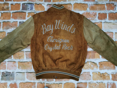 Chevignon Vintage Leather Jacket Bay Winds Crystal Rock Suede Size XL Tip Top-image