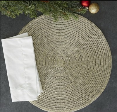 DESIGN IMPORTS POLYPROPYLENE ROUND WOVEN CHAMPAGNE PLACEMAT 15 