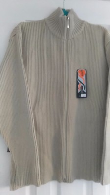 Men's Warm and Comfortable Zippered Sweater | Soft Beige | Size XL | Wool-image