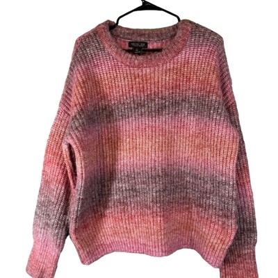 Rachel Zoe Sunset Pink Ombre Long Sleeve Cozy Knit Sweater Women Sz L-image