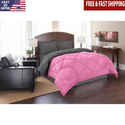 Reversible Comforter Set Twin Down Alternative Plush Hypoallergenic Cozy Bedding-image