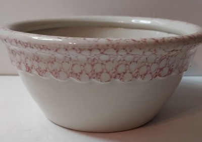 AAA Imports Decoware Ceramic Planter Bowl w/ Pink Scallop Design Vtg-image