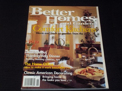 1996 NOVEMBER BETTER HOMES & GARDENS MAGAZINE - COMFORT KITCHENS COVER - E 2626-image