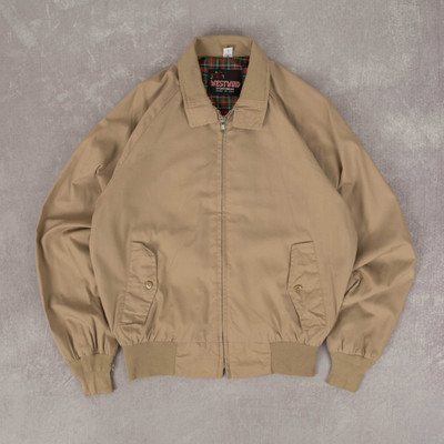 Vintage 80s Harrington Jacket S Made in USA Men's Beige Workwear-image