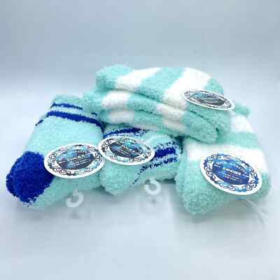 Women's Soft Fuzzy Cozy Socks Set of 4 Teal Green Blue White Size 7-11-image