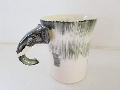 Pier 1 Imports Hand Painted Elephant Coffee Mug with Elephant Head Handle 20 Oz-image
