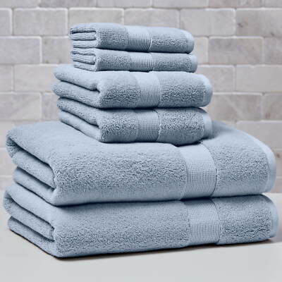 Better Homes & Gardens Signature Soft Solid 6 Piece Towel Set,Blue Silver-image