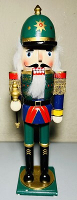 Vintage PIER 1 Imports 12” Nutcracker Wood Figurine Holiday Christmas Soldier ￼-image