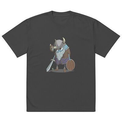 Viking & Bird Oversized Tee: A Cozy Blend of Illustrated Art and Comfort-image