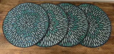 4 Pier 1 Beaded Peacock Teal Blue Green Glass Beads 15