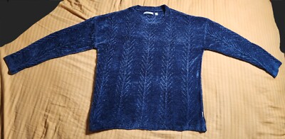 Orvis Chenille Pullover Sweater Blue Casual Soft Warm Cozy Size L-image