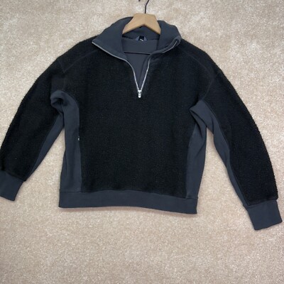 LULULEMON Black Sherpa Sweatshirt Size 4 Oversized Boxy Cozy-image