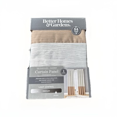 Better Homes & Gardens Tan Color Block Blackout Curtain Panel 50x84in Beige/Tan-image
