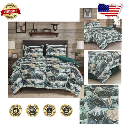 Lightweight King Comforter Set - Soft Microfiber Nature Print for Cozy Retreats-image