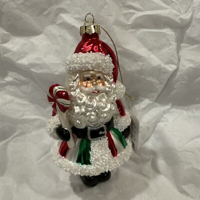 NWT Raz Imports Beautifully Decorated Santa Christmas glass Ornament 👀-image