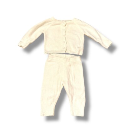 Barefoot Dreams CozyChic Lite Off White Newborn Baby Infants Sweater Set Pants-image