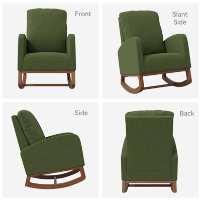Modern Upholstered Rocking Recliner Chair for Nursery Cozy Comfort Seat-image