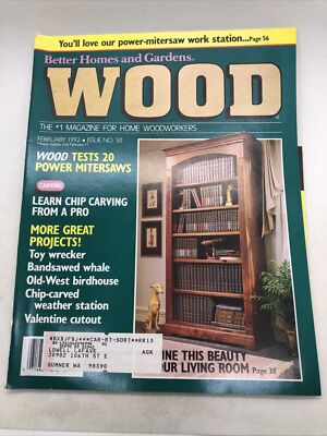 Better Homes and Gardens Wood Feb 1992 Mitersaws; Chip Carving       ID:29222-image