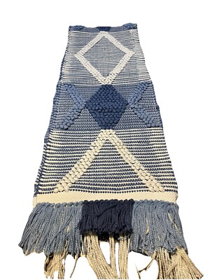 Pier 1 One Imports Macrame Woven Table Runner Boho 78x13, Made In India EUC-image