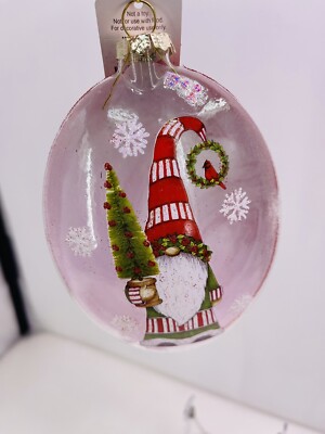 Raz Imports 5.5” Oval Santa Gnome w/ Tree Glass Ornament 🎄-image