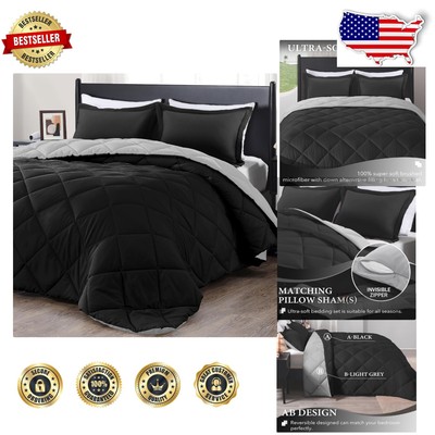Reversible Twin Comforter Set - Soft Down Alternative Bedding with Pillow Sham-image