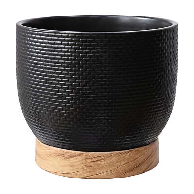Better Homes and Gardens 8 inch Channing Woven Black Ceramic Planter-image