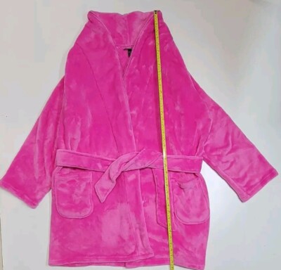 VICTORIA'S SECRET Short Cozy Robe Fucshia Frenzy Size M/L Comfy Soft-image