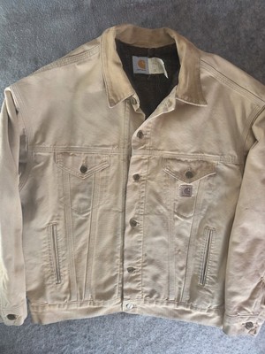 VTG 90s Carhartt Blanket Lined Trucker Canvas Jacket Mens Large  J10WET USA-image