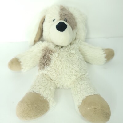 Warm & Cozy White Brown Spot Puppy Dog Plush Microwave Plush Stuffed Animal 13