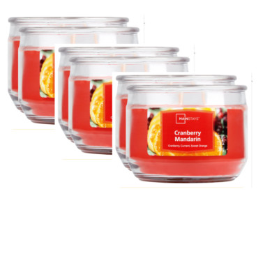 (3 Pack) Mainstays Cranberry Mandarin Scented 3-Wick Glass Jar Candle, 11.5 oz.-image