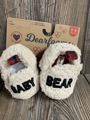 DearFoams Baby Bear Closed Back Slippers 3-6 Months Cozy Comfort *New With Tags*-image