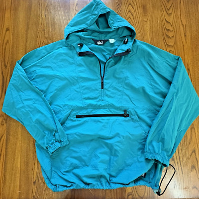 Vintage Woolrich Teal 1/2 Zip Nylon Anorak Windbreaker Jacket USA Made Men's L-image