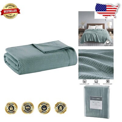 Oeko-Tex Certified Egyptian Cotton Blanket - Cozy Teal Design for Luxury-image
